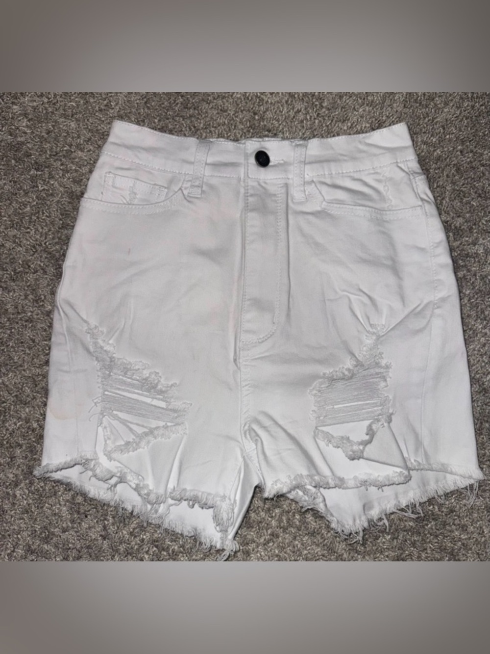 Fashion Nova White High Waist Distressed Denim Shorts NWT